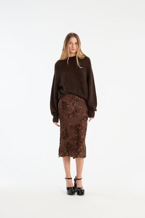 FLOWER MESH PENCIL SKIRT