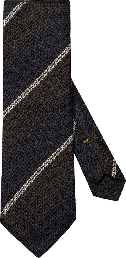 Brown Striped Grenadine Silk Tie