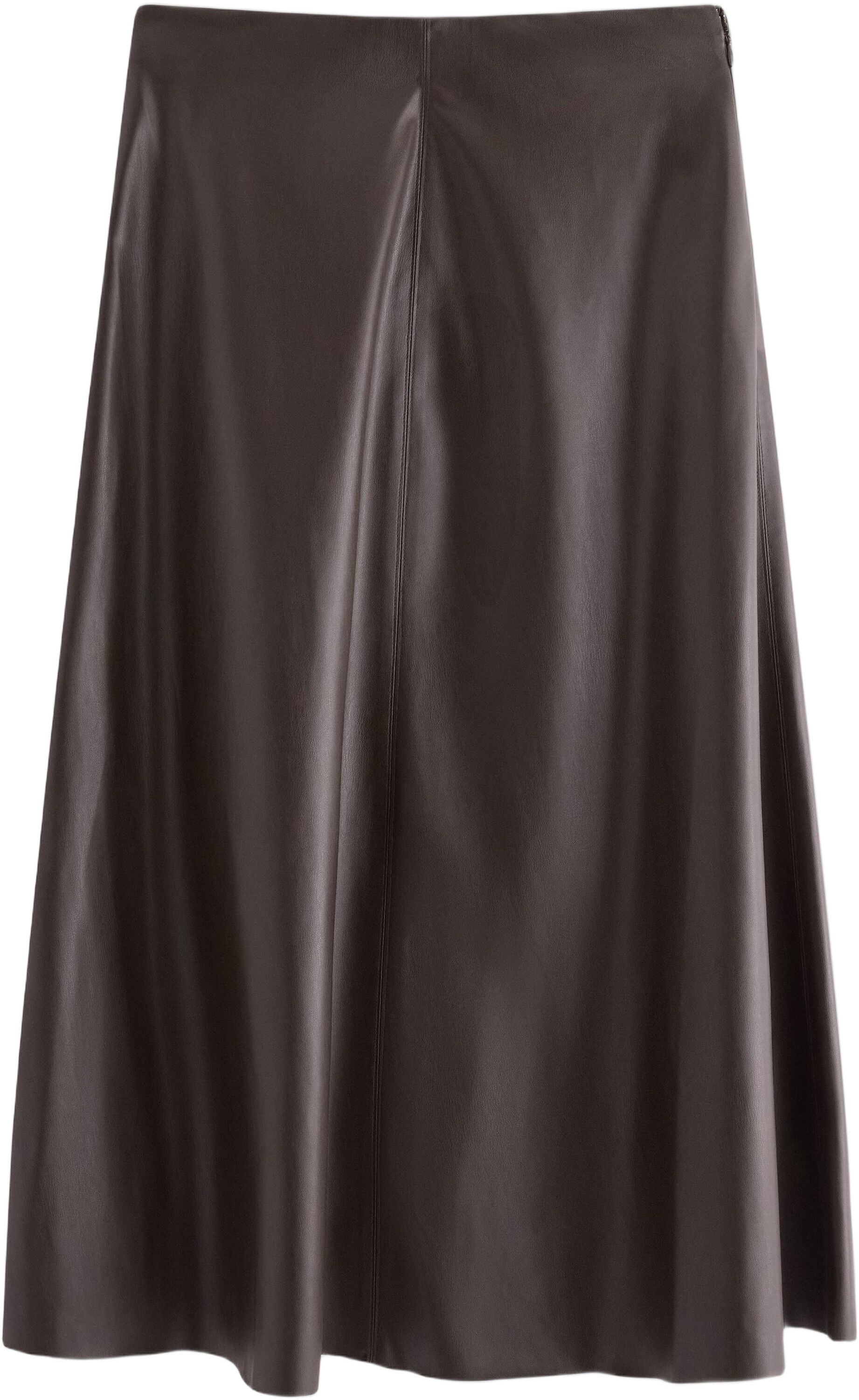 Flared midi skirt in imitation leat