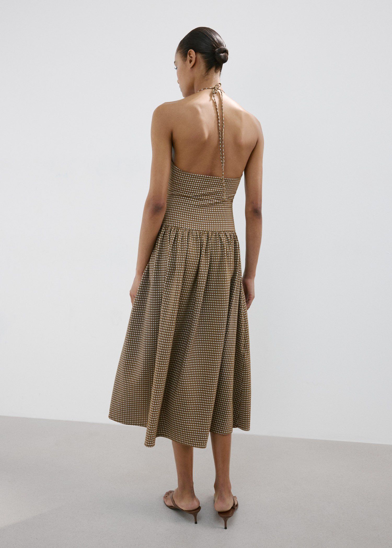 Midi dress with ruched check detail