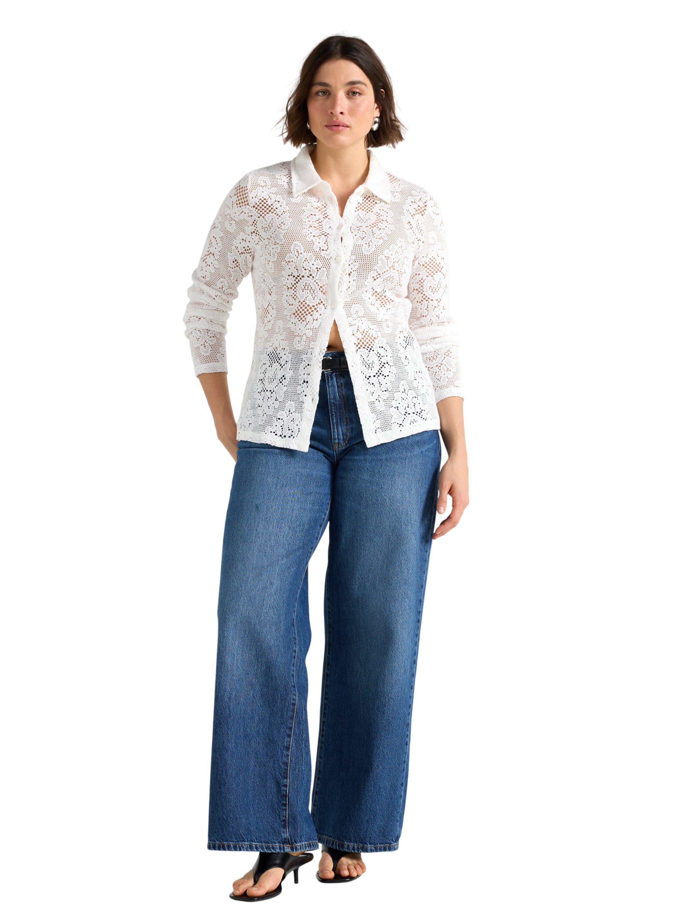 Langermet skjorte i jersey med stru