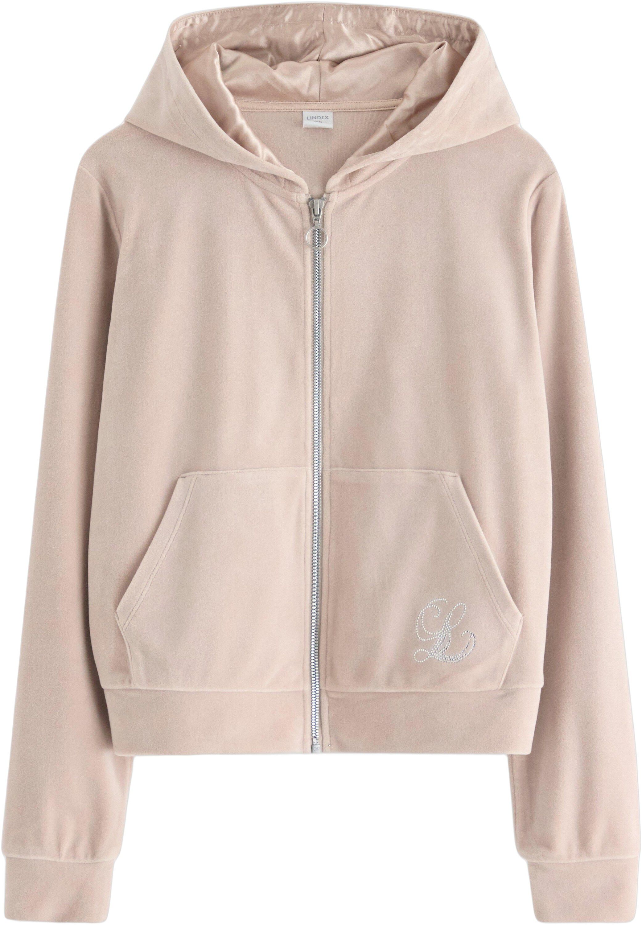 Velour hoodie with kangaroo pockets