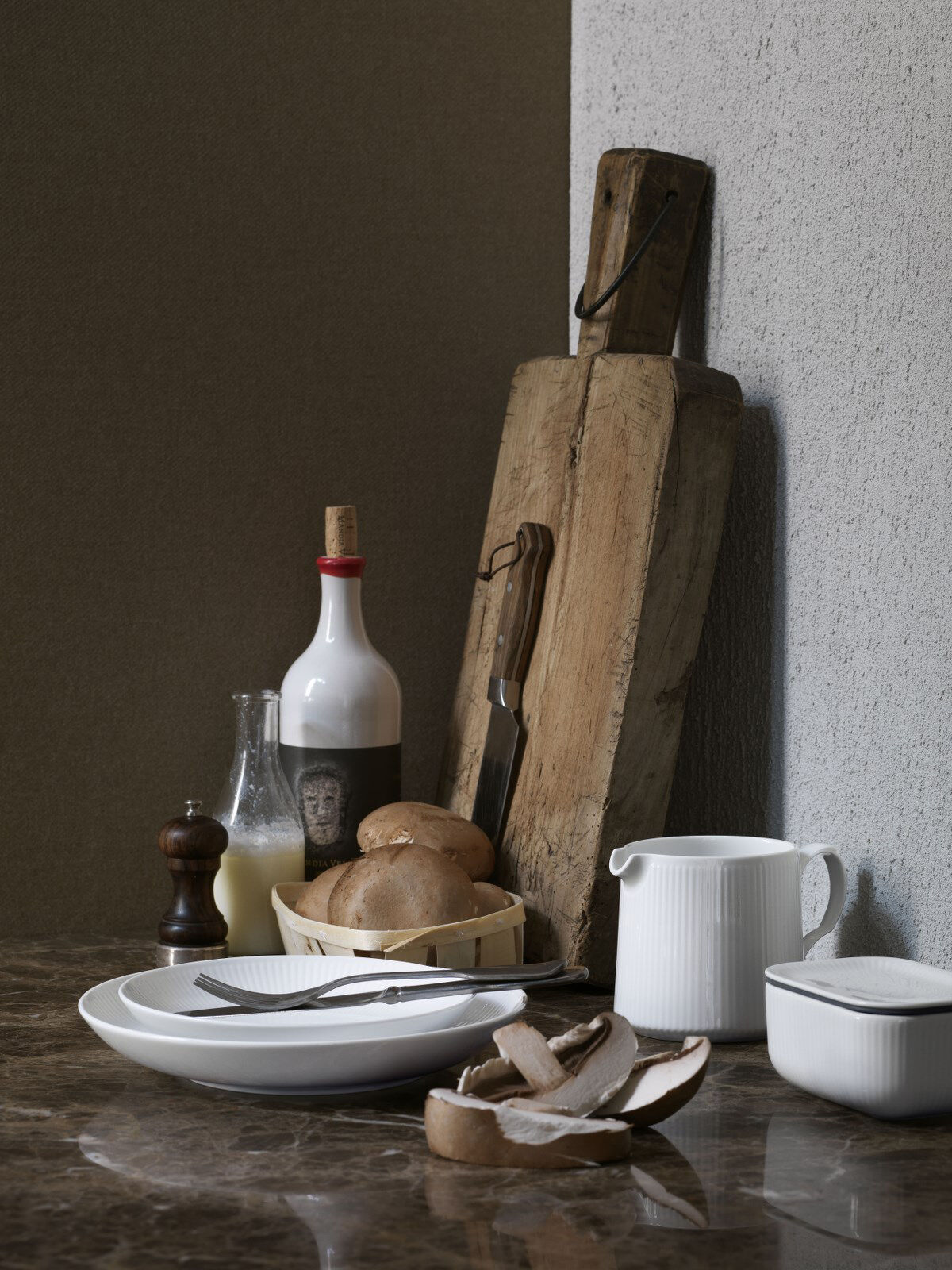 White Fluted Modern 25 cm tallrik