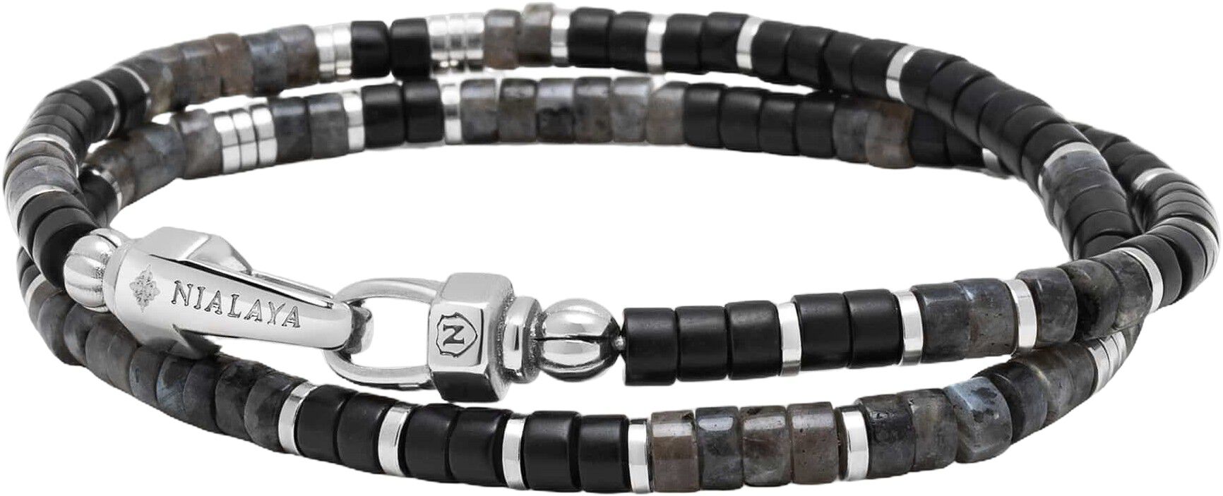 Black Onyx & Labradorite Heishi Wrap Bracelet