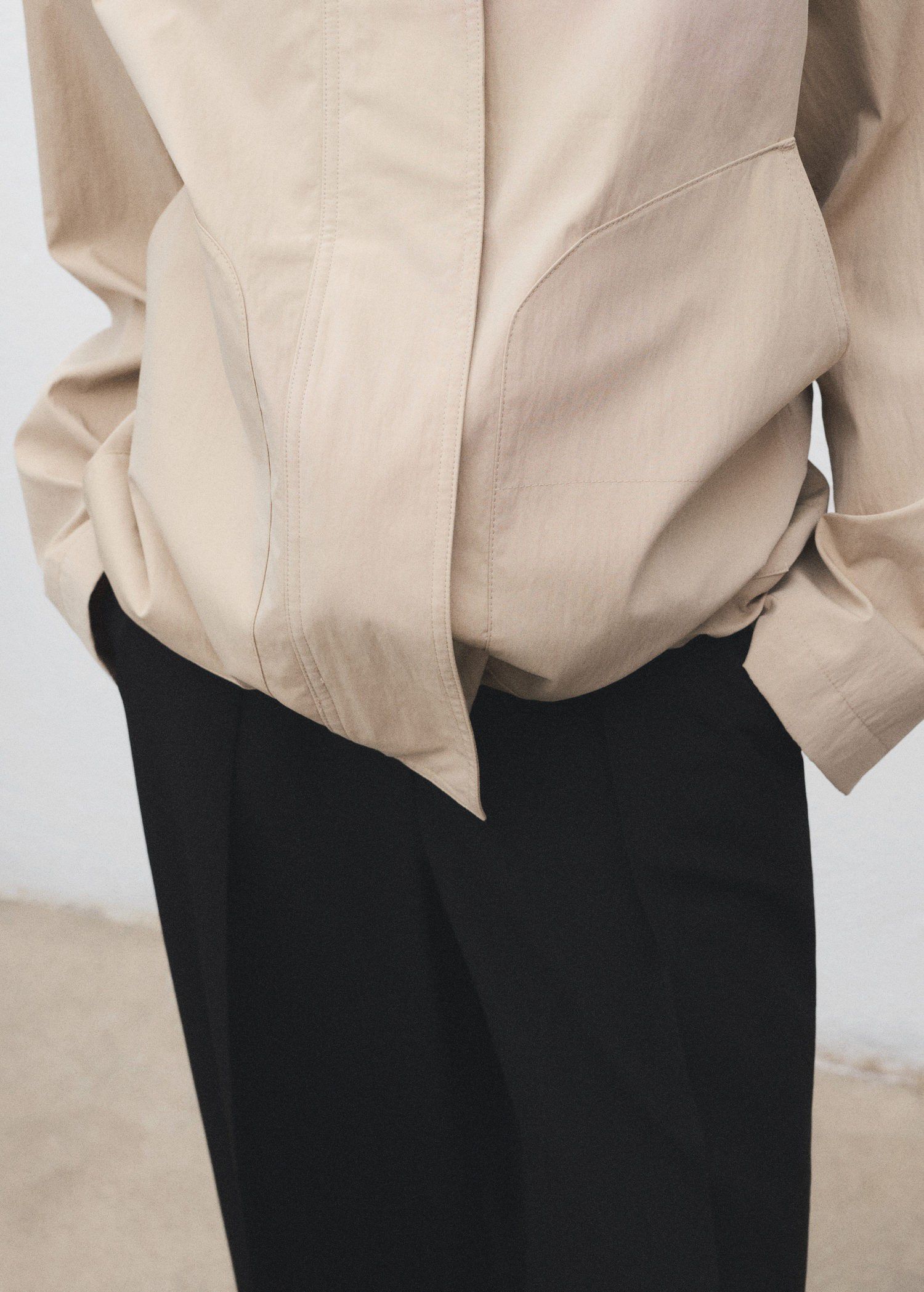 Cotton jacket with corduroy collar