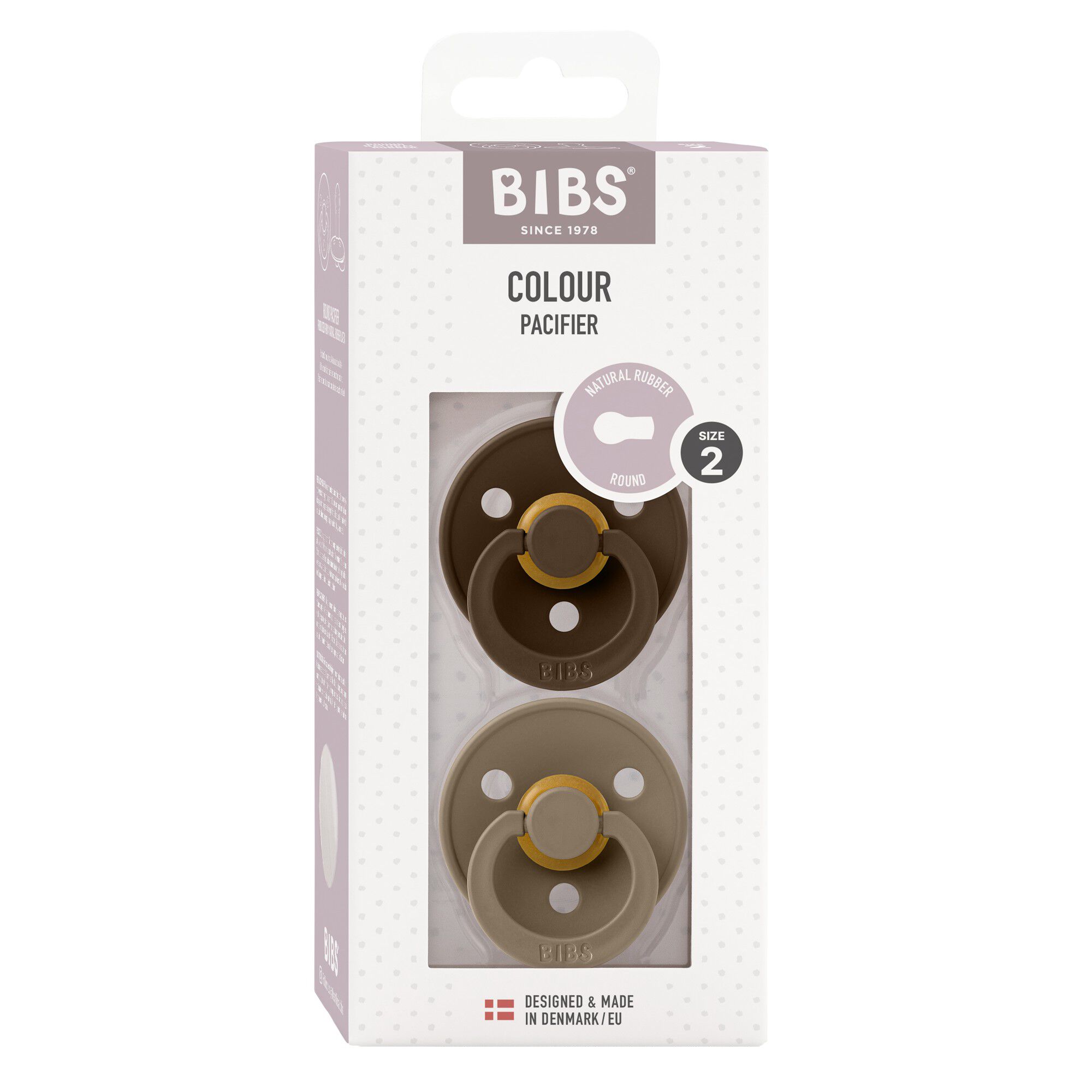 BIBS Colour 2 PACK Latex Size 2 Mocha/Dark Oak