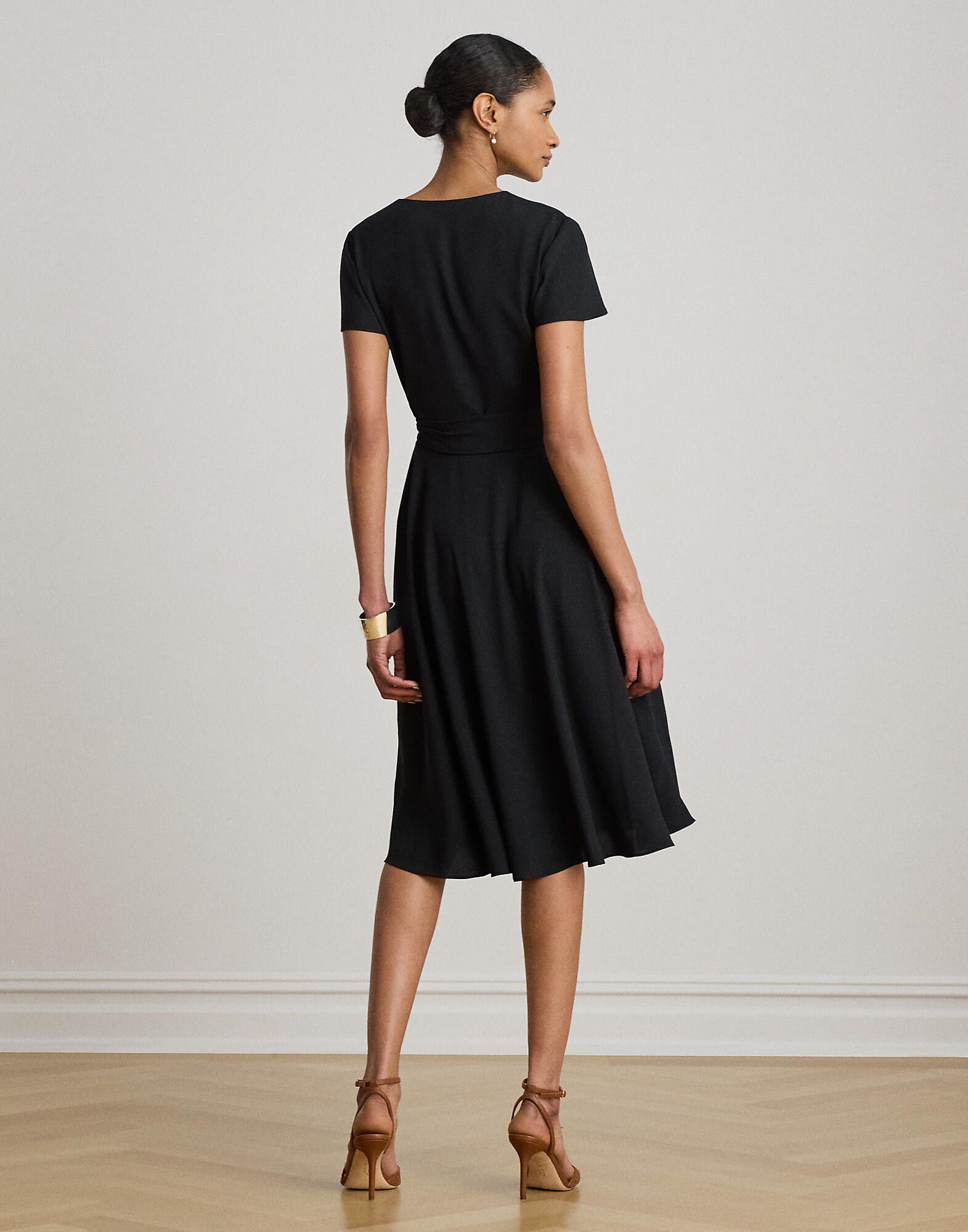 Belted Georgette Surplice Dress