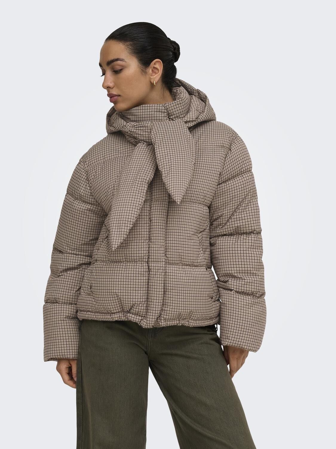Onlmia Scarf Check Puffer Jacket Otw