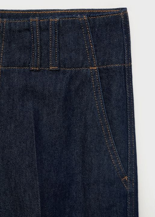 Wide leg denim trousers with belt l
