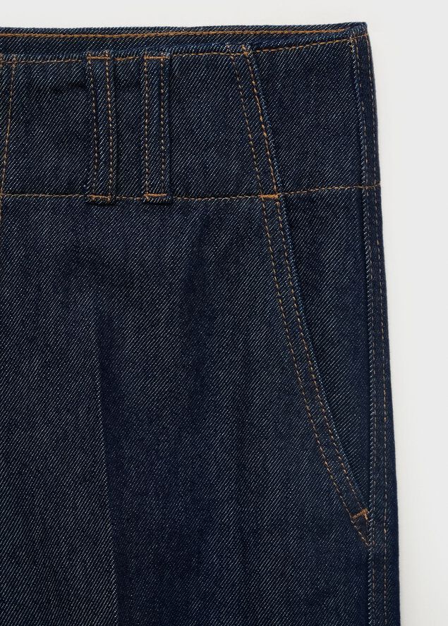 Wide leg denim trousers with belt l