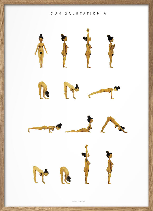 Yoga Prints - Sun Salutation A Women Golden