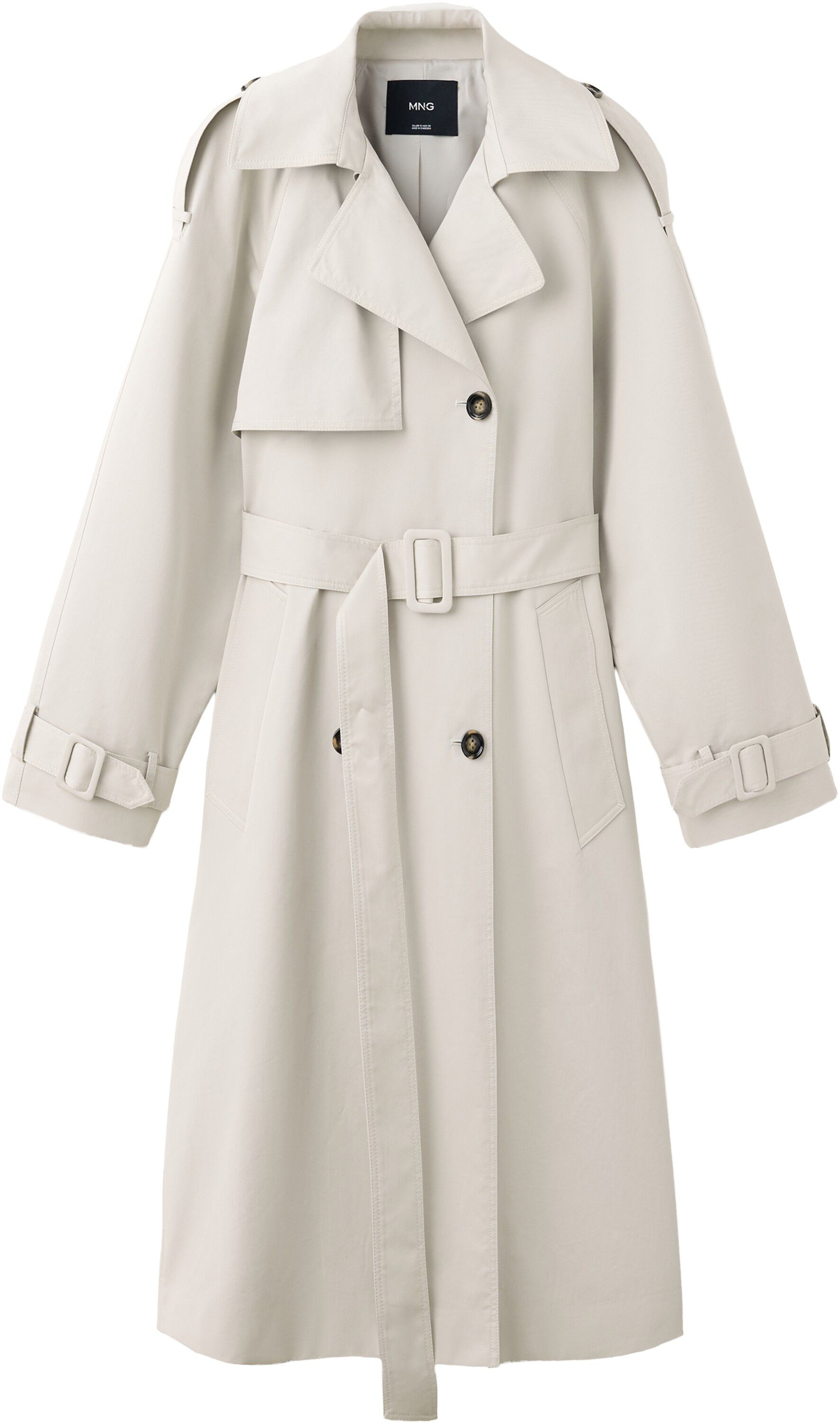 Long double-breasted trench coat