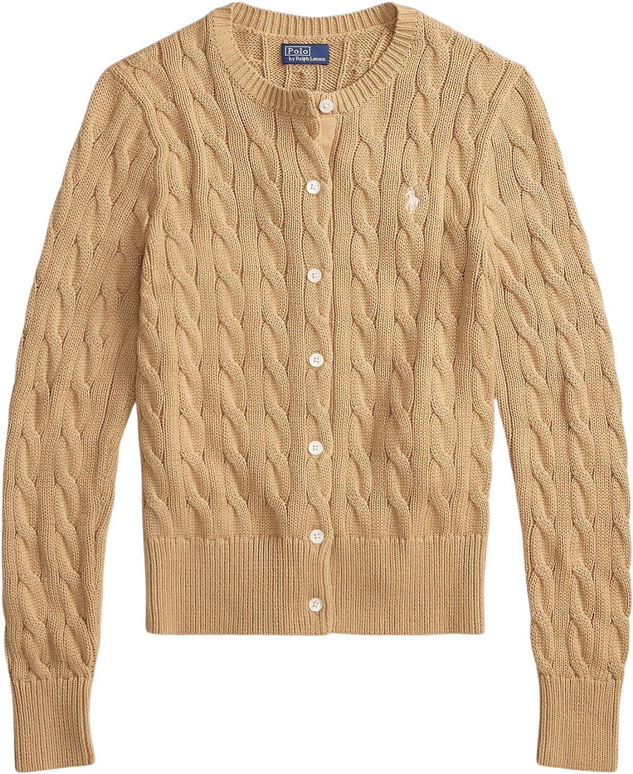 Cable-Knit Cotton Crewneck Cardigan