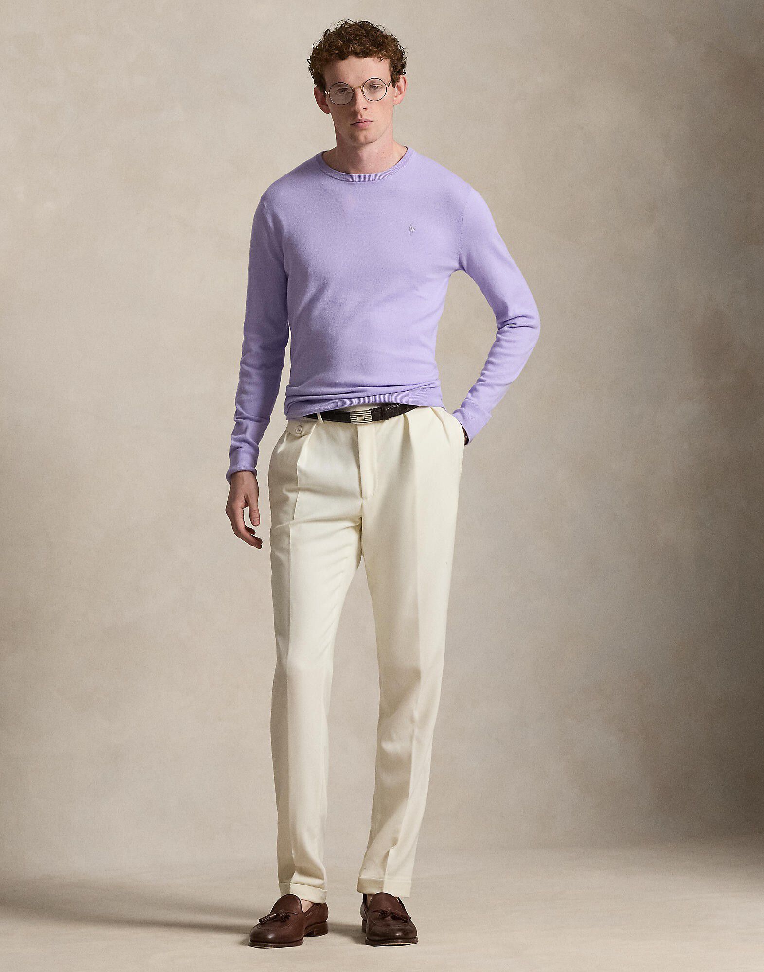Slim Fit Textured Cotton Sweater