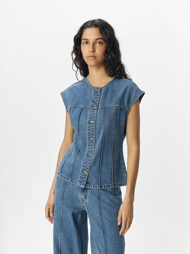 OBJDIVONA DENIM S/L WAISTCOAT 140