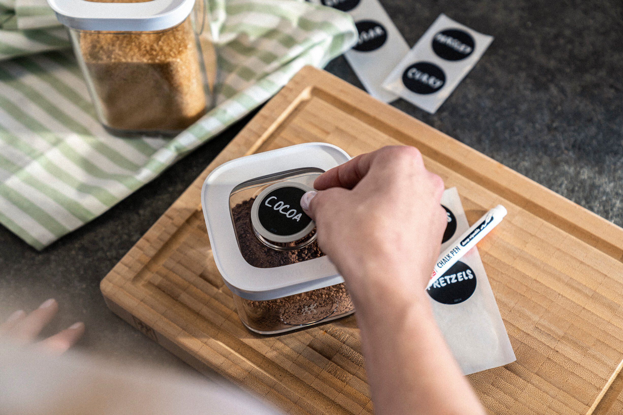 Fresh & Save CUBE Cube Set med platsh&aring;llare f&ouml;r etiketter, 3-st, Gr&aring;