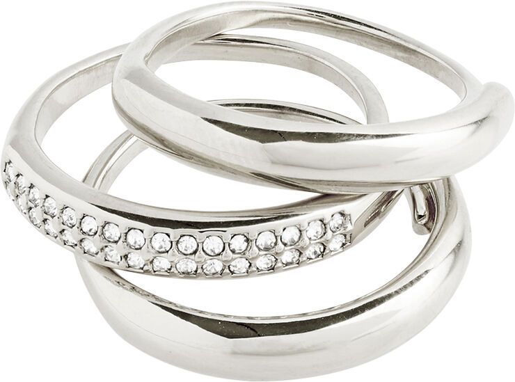 BLOOM recycled crystal ring, 3-in-1 set,  silver-plated