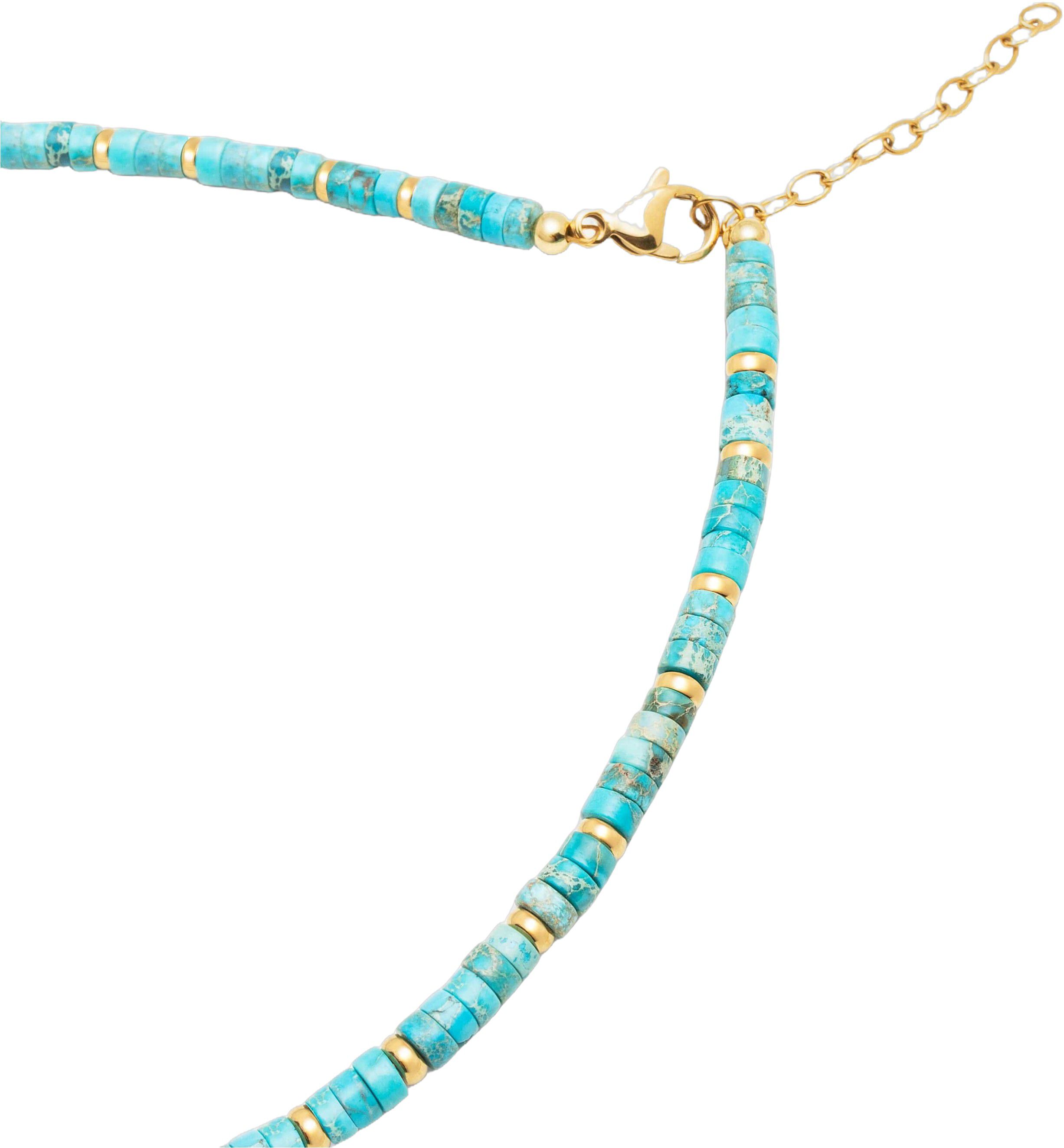 Women's Heishi Turquoise Choker with Gold