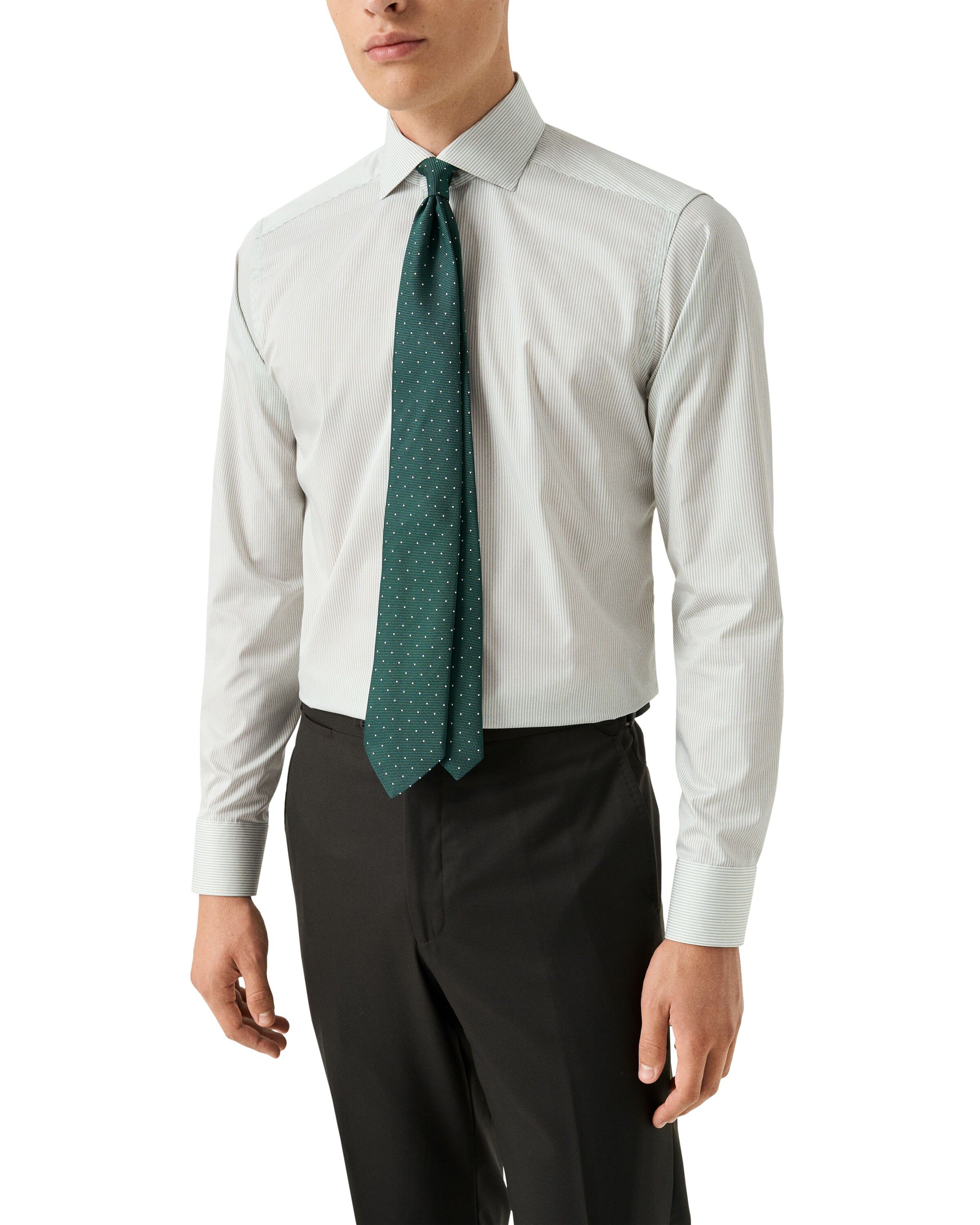 Slim Fit Striped Melange Twill Shirt