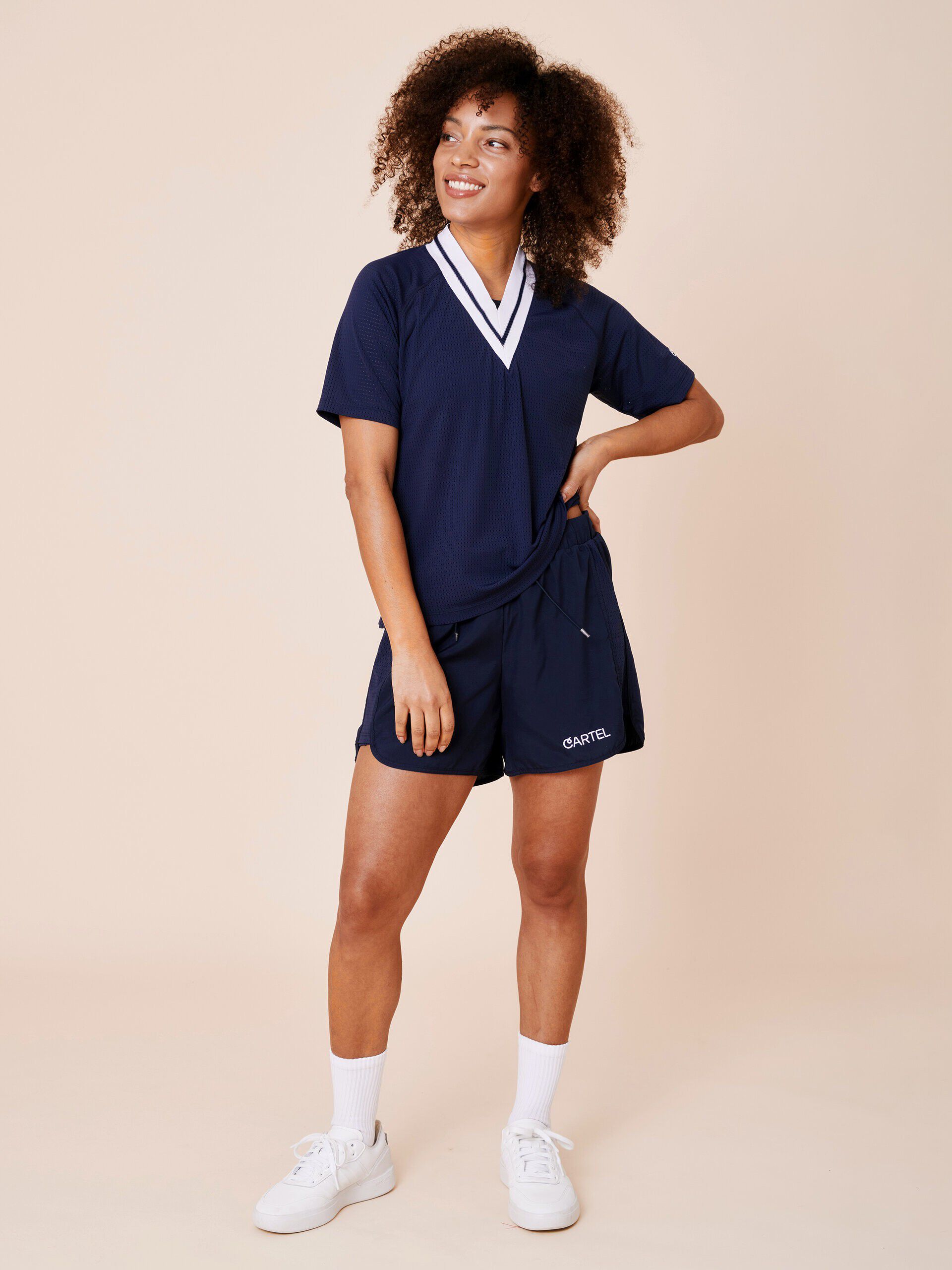 Power Play v-neck mesh tee - Ocean