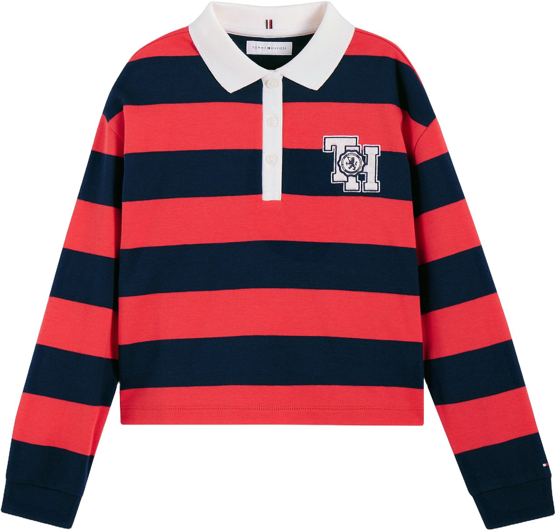 Relaxed Fit Stripe Long Sleeve Polo Shirt