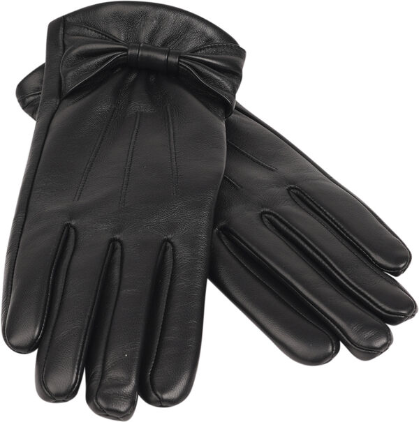 SONDRIO - BOW DETAIL LEATHER GLOVES WITH CASHMERE LINING