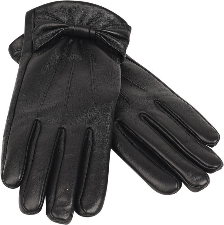 SONDRIO - BOW DETAIL LEATHER GLOVES WITH CASHMERE LINING