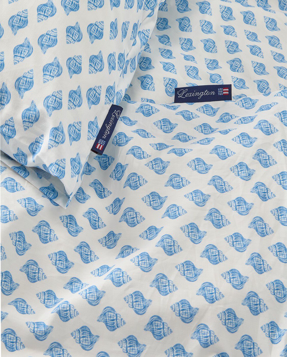 M�nstrat s�ngs�tt i poplin, vit/bl�