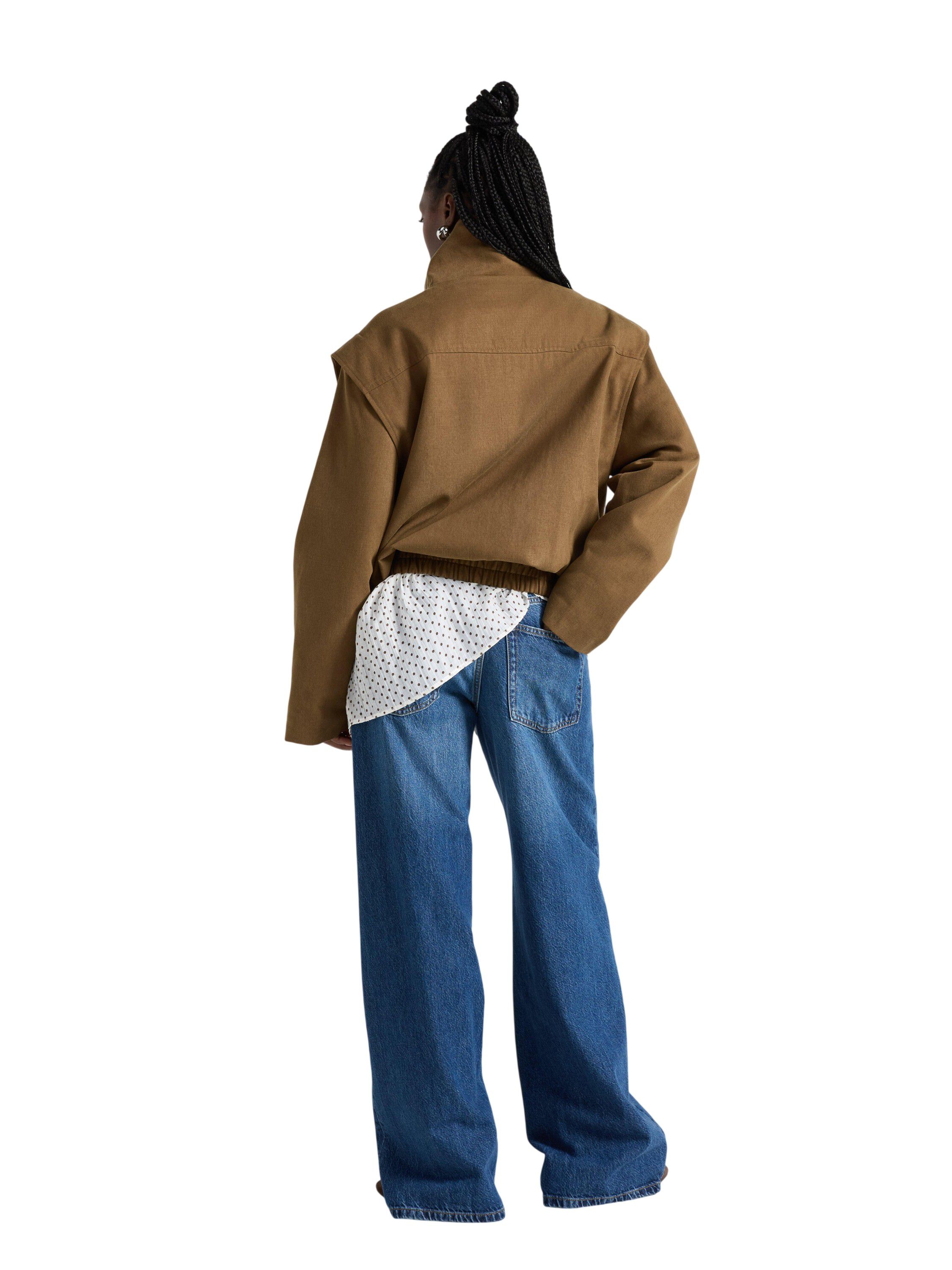 Woven jacket with a straight fit, f