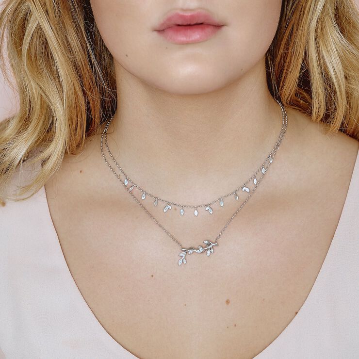 Jungle Ivy sparkle necklace - silver