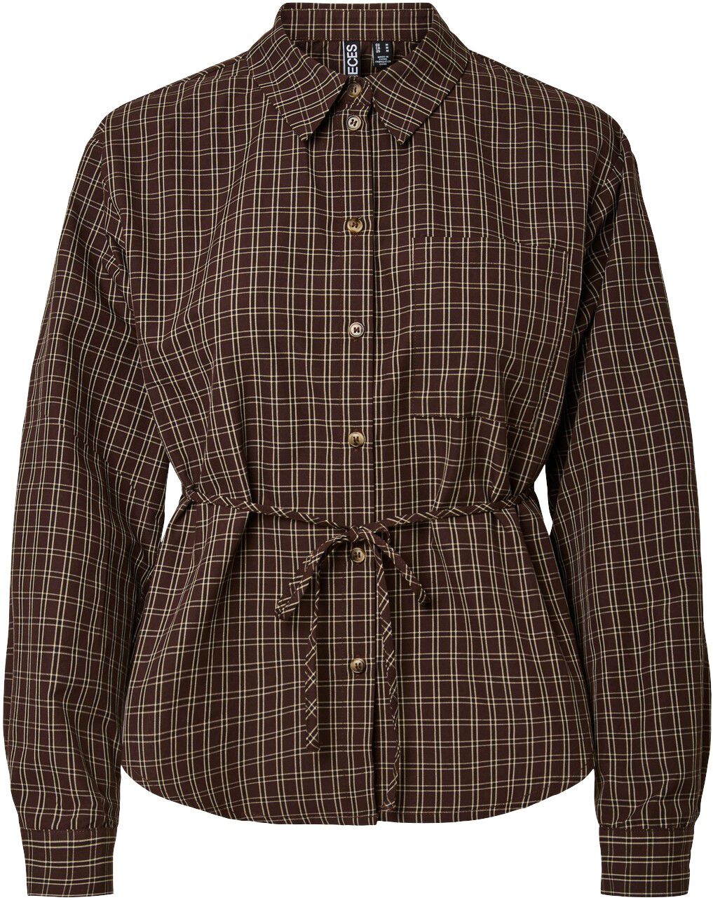 Pcmaya Ls Tie Detail Check Shirt Wvn