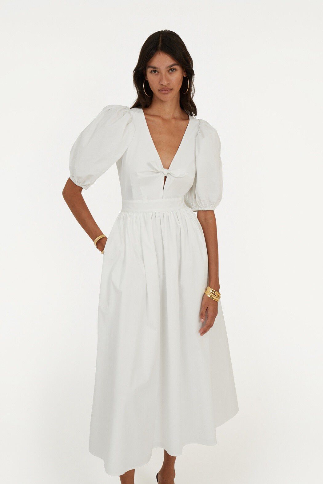 PUFF SLEEVE MIDI DRESS