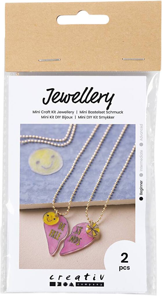 Mini DIY Kit Smykker, Venskabshalsk&aelig;der krympeplast