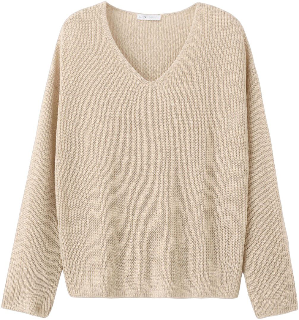 V-neck openwork knitted sweater