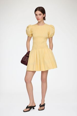 Stretch Cotton Mini Smocked Pleated
