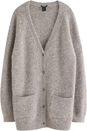 Strikket cardigan med en lidt l&aelig;nge