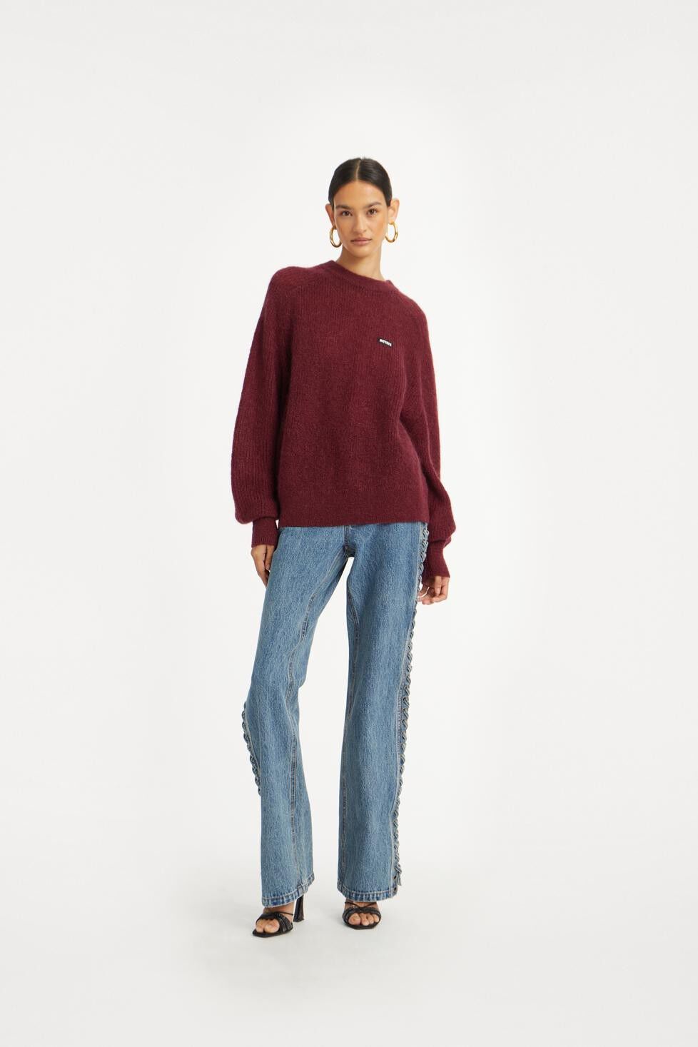 LACED STRAIGHT LEG JEANS