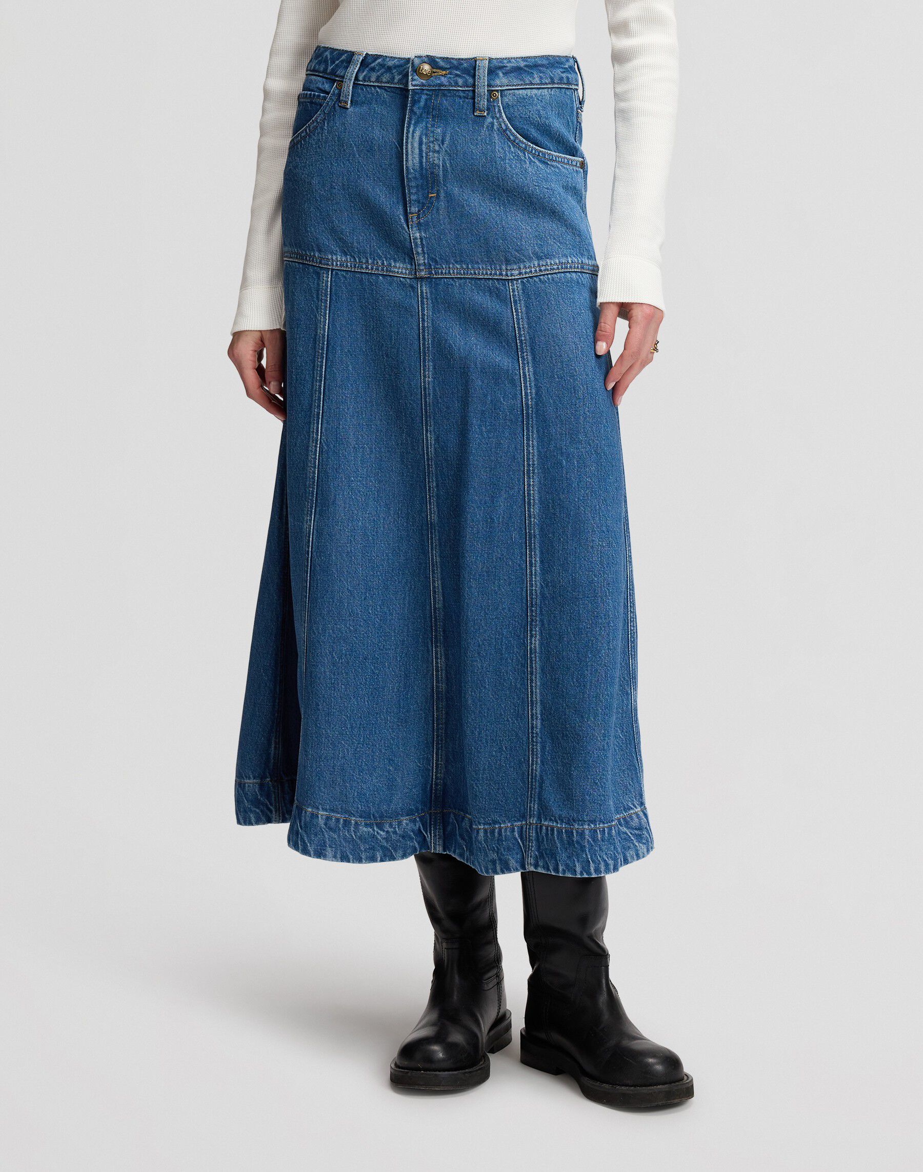 SEAMED MIDI SKIRT