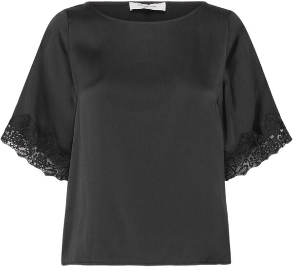 RWSatina SS Lace Boatneck Blouse