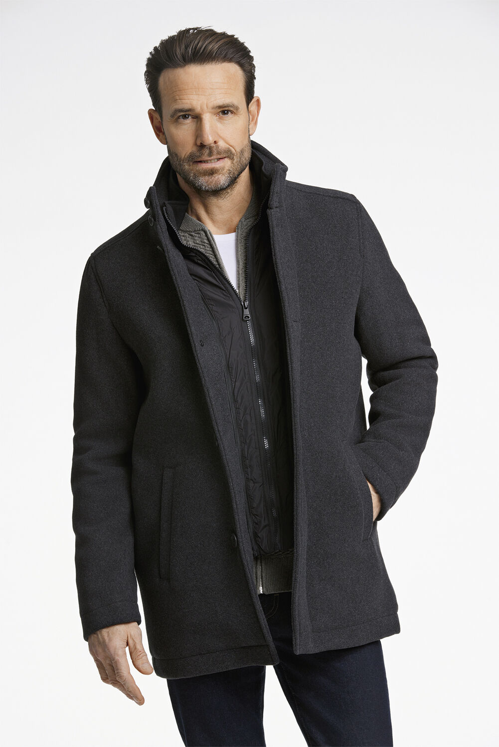 Relaxed-fit wool car coat