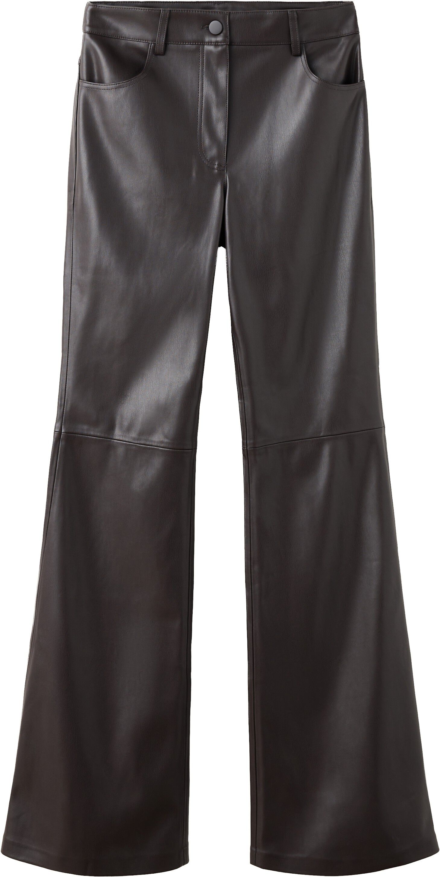 Faux-leather flared trousers