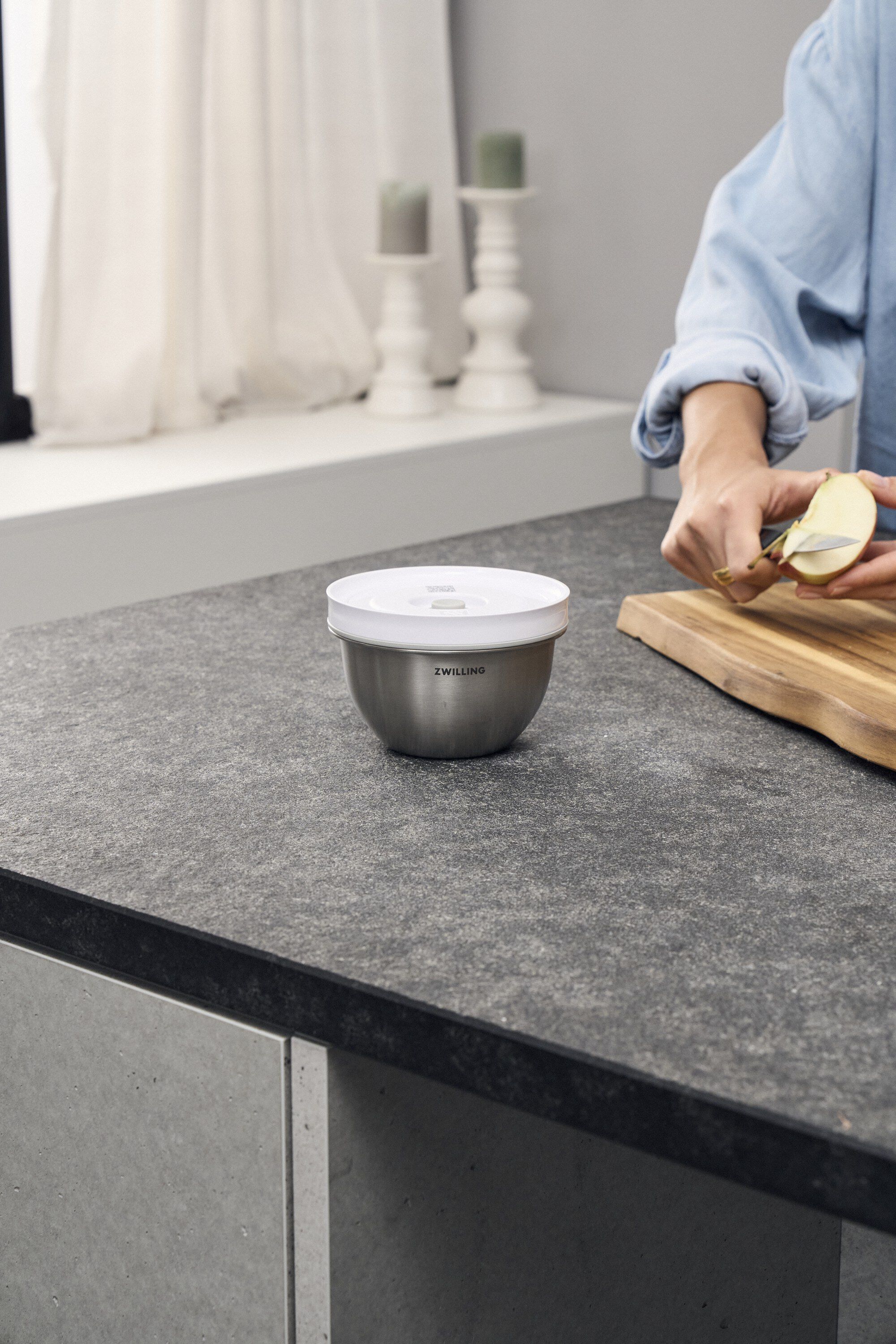 Fresh & Save BOWLS Vakuumsk&aring;l S / 12 cm, Rostfritt st&aring;l, Silver