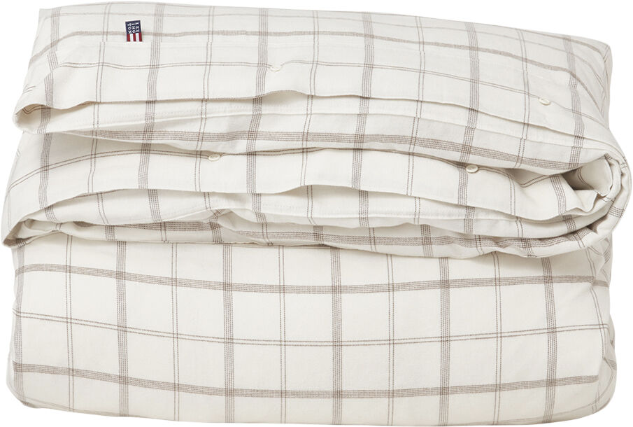 White/Brown Checked Cotton Flannel Bed Set