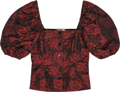 Botanical Jacquard Fitted Blouse