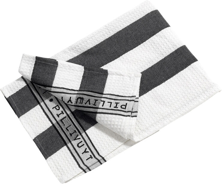 Kökshandduk Pillivuyt 90 x 60 cm Svart/vit breda ränder