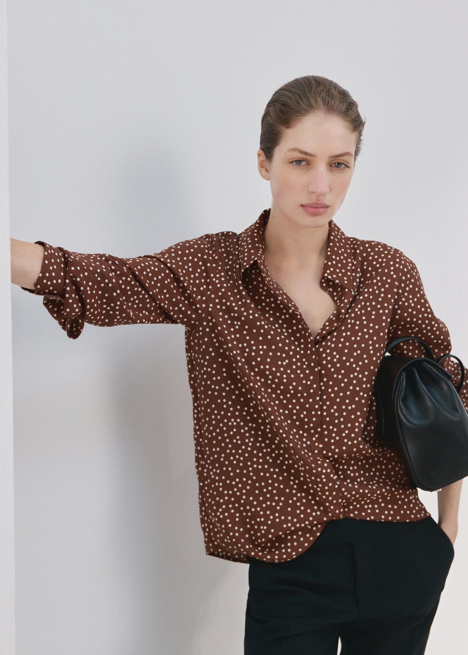 Straight-cut animal-print blouse