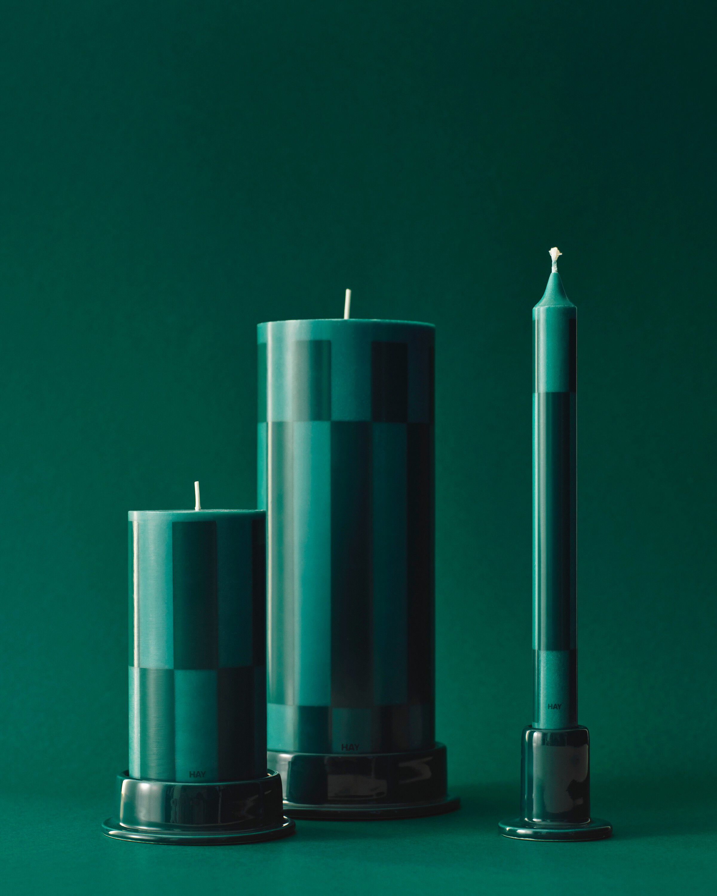 Column Candle-Large-Green and dark green