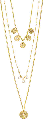 GOLD-PLATED LAYERED CAROL NECKLACE, 3-IN-1