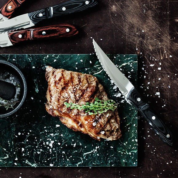 Biffkniv XL Old Farmer Micarta 23,5 cm 4 stk. Svart/St&aring;l