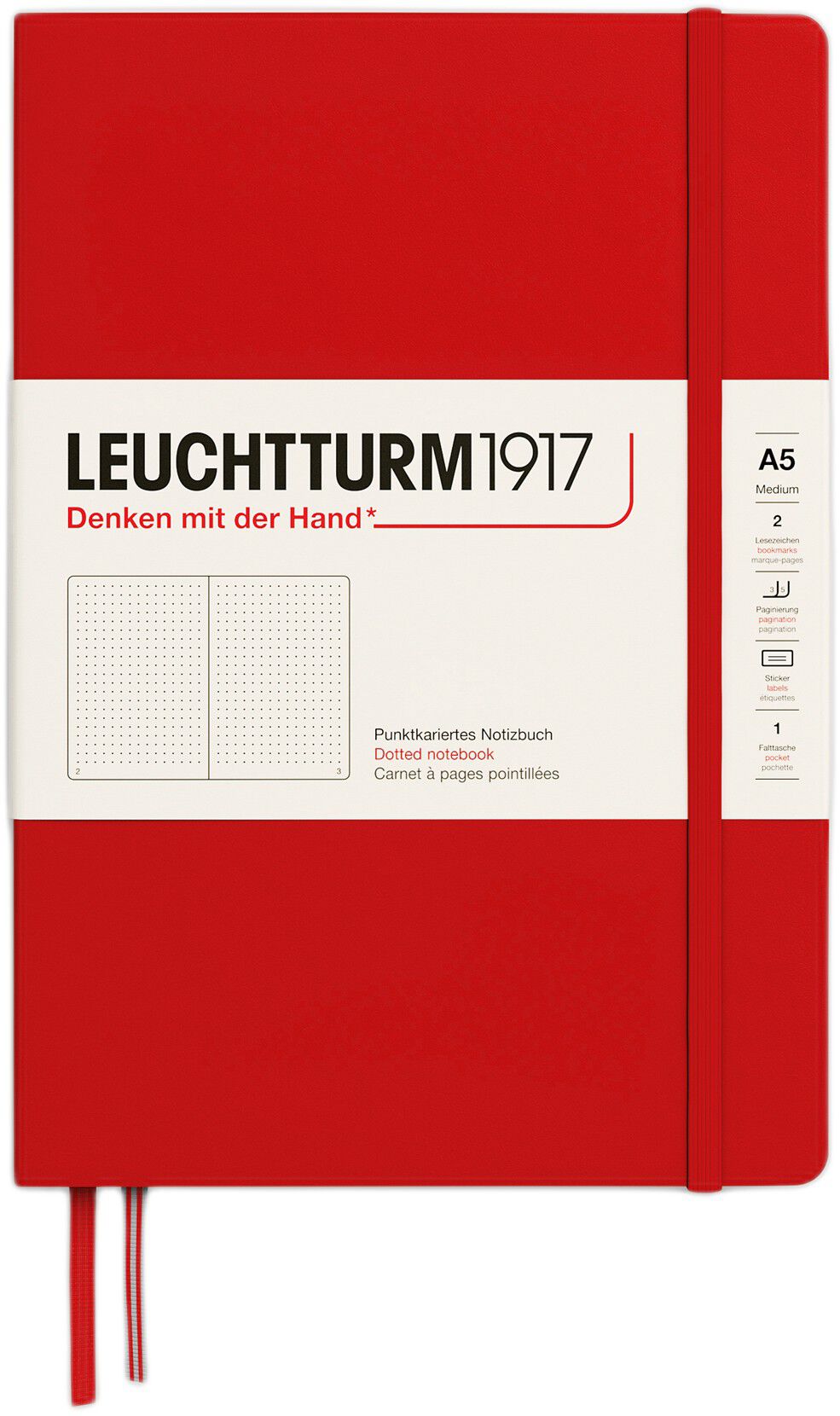 LT1917 Notesbog HC Prikket A5 /Medium Cherry 373977